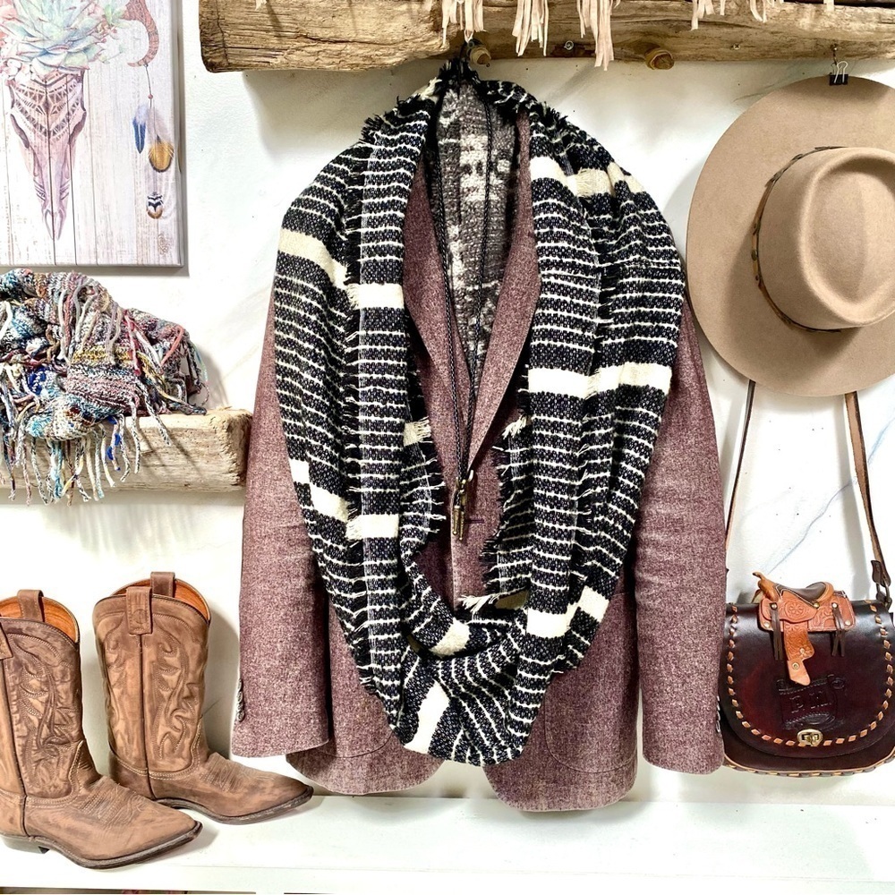 Mega texture infinity boho scarf w cabin cottage vibe